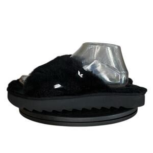 Womens Koolaburra by UGG Fuzz-It 1124090 Faux Fur Slide Sandals Size 9 Black